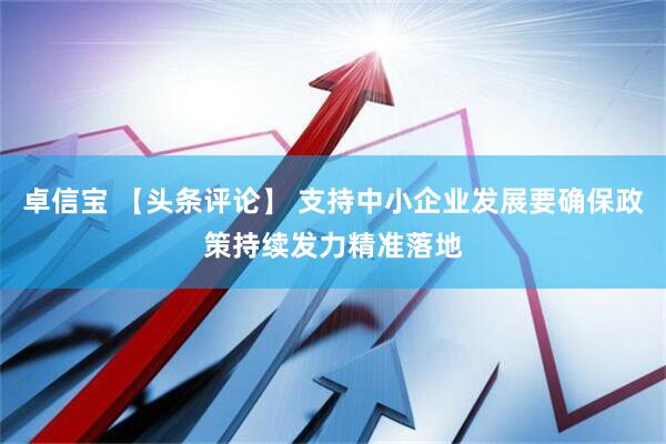 卓信宝 【头条评论】 支持中小企业发展要确保政策持续发力精准落地